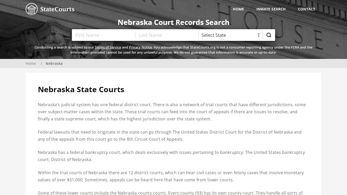 Nebraska Court Records - NE State Courts